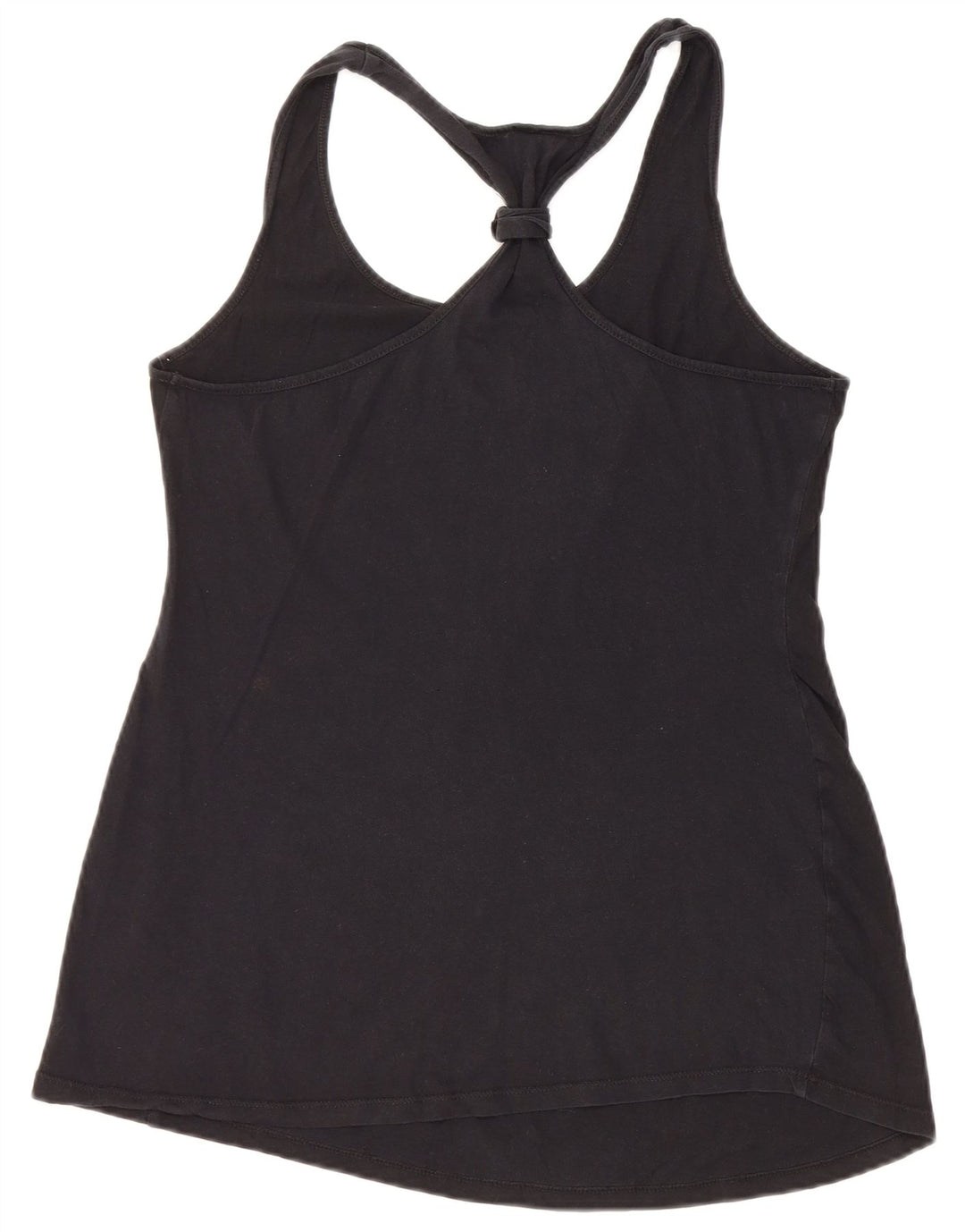 VINTAGE Femme Graphique Débardeur UK 12 Moyen Noir Coton