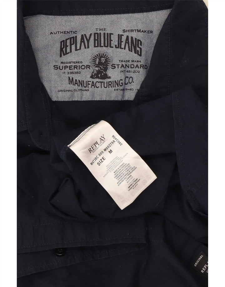 Replay Chemise Homme Bleu Marine Moyen Coton