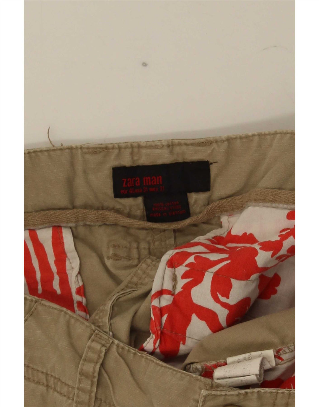 Zara Short Cargo Homme EU 40 Moyen W31 Coton Beige