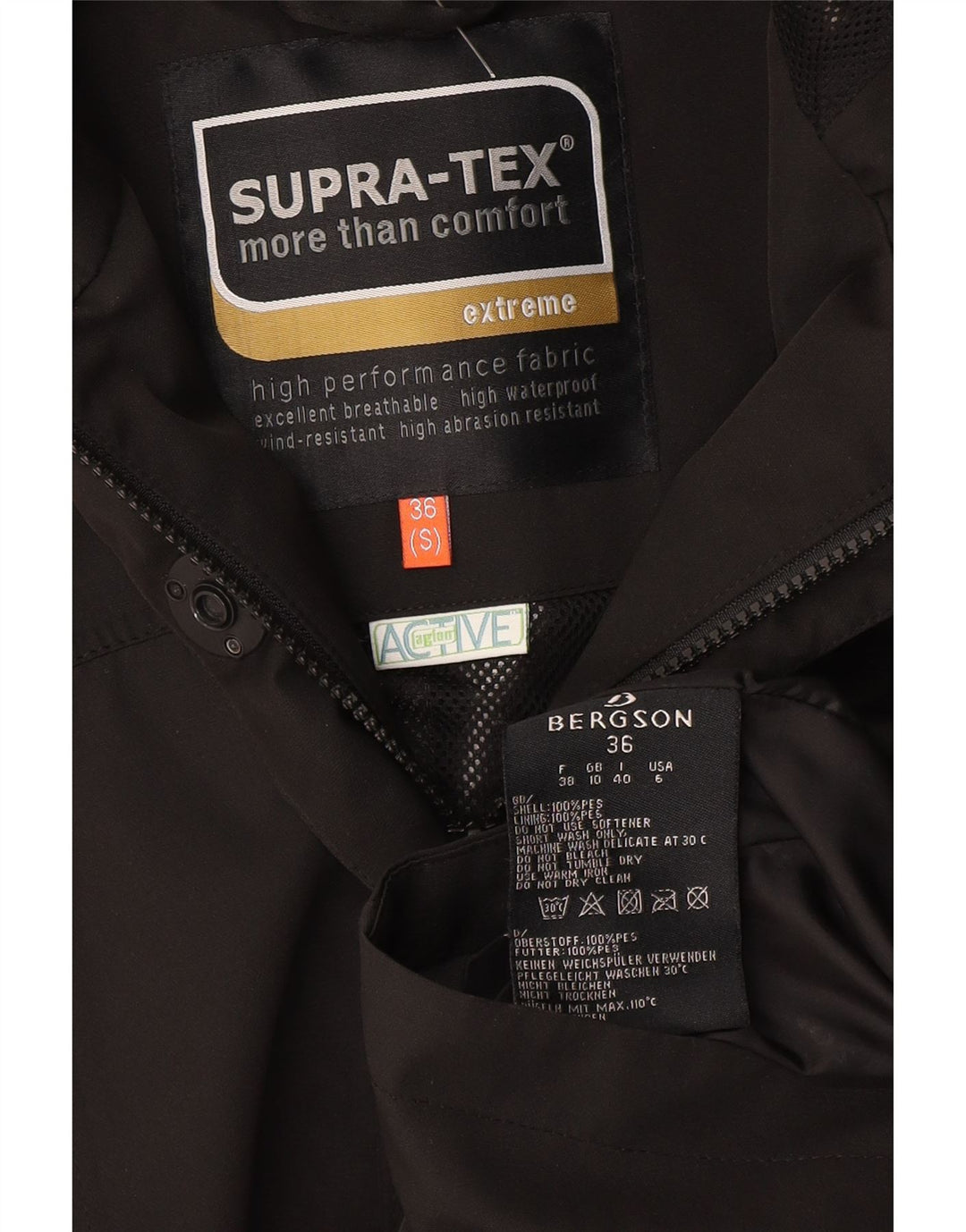 Bergson Manteau coupe-vent à capuche pour femme UK 10 Petit Noir Polyester
