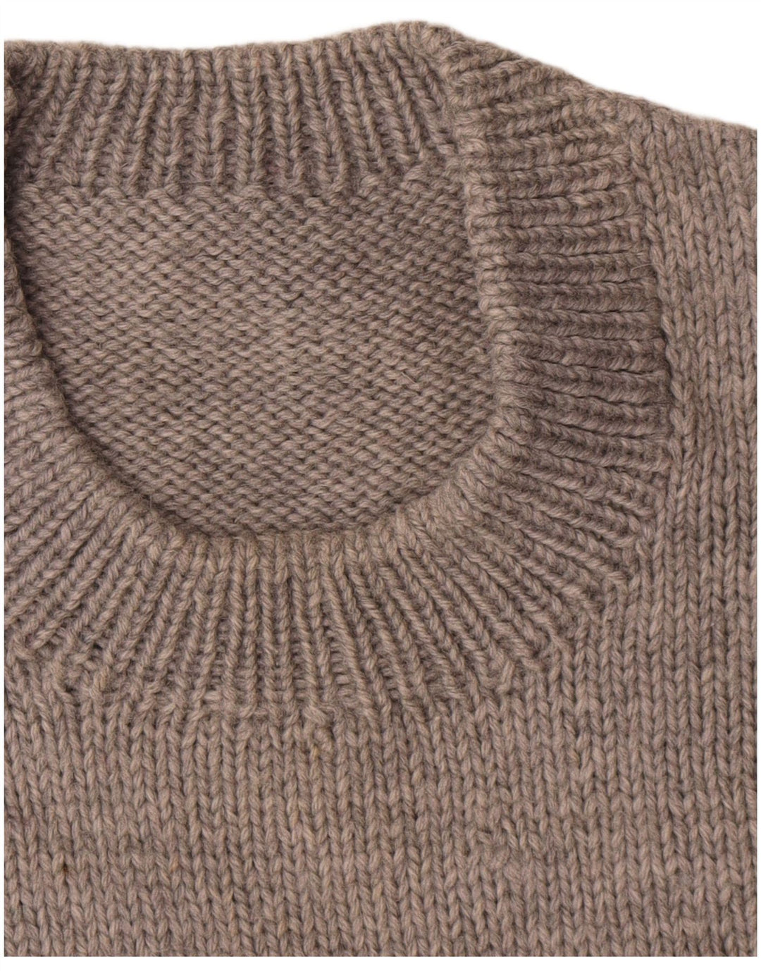 vintage Womens Crew Neck Jumper Pull UK 14 Moyen Gris Rayé
