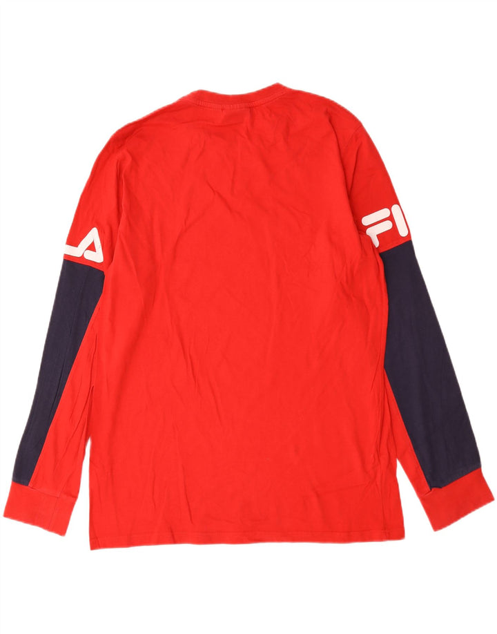 Fila Haut graphique à manches longues pour hommes, grand coton color block rouge
