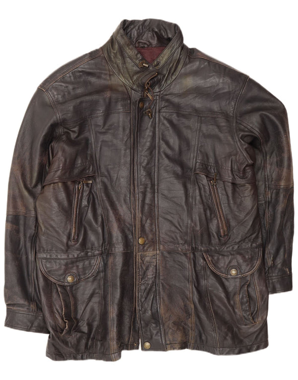 Veste en cuir homme vintage UK 44 2XL Cuir noir