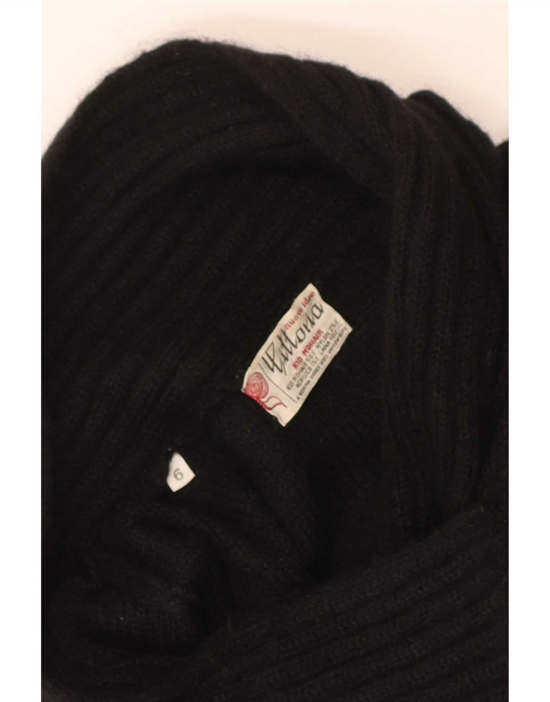 vintage Femmes Châle Cou Jumper Pull US 6 Moyen Noir Mohair