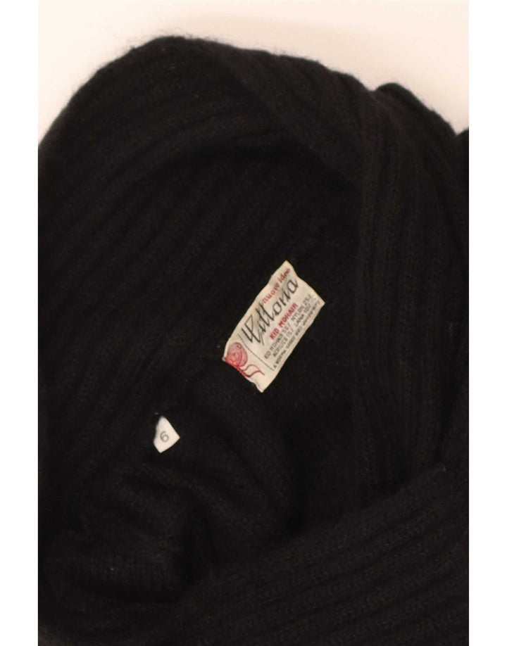 vintage Femmes Châle Cou Jumper Pull US 6 Moyen Noir Mohair