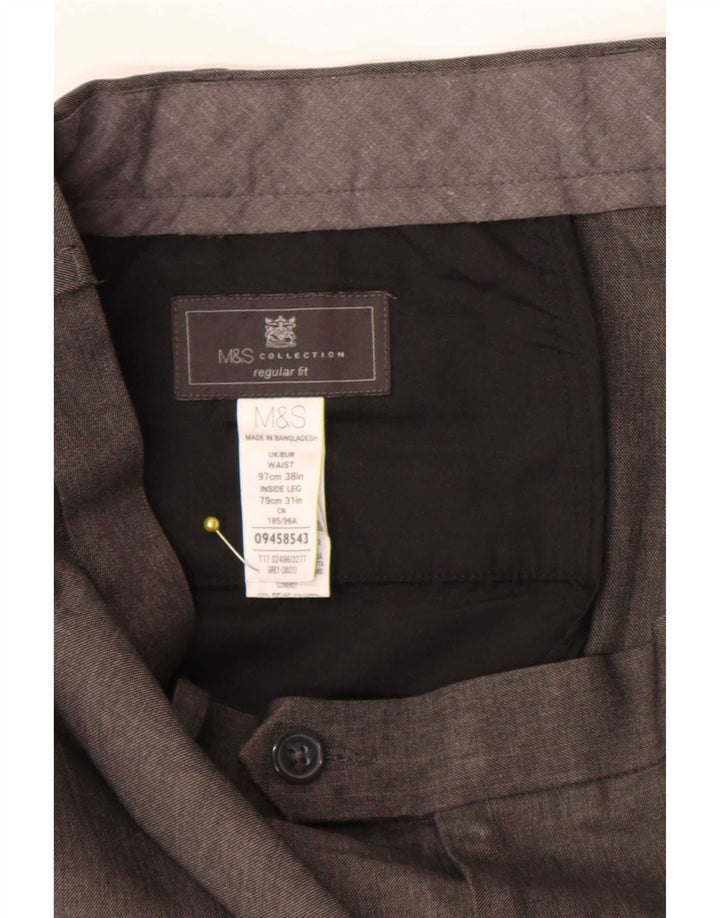 Marks & Spencer Pantalon de costume coupe classique pour homme W38 L31 Gris Polyester
