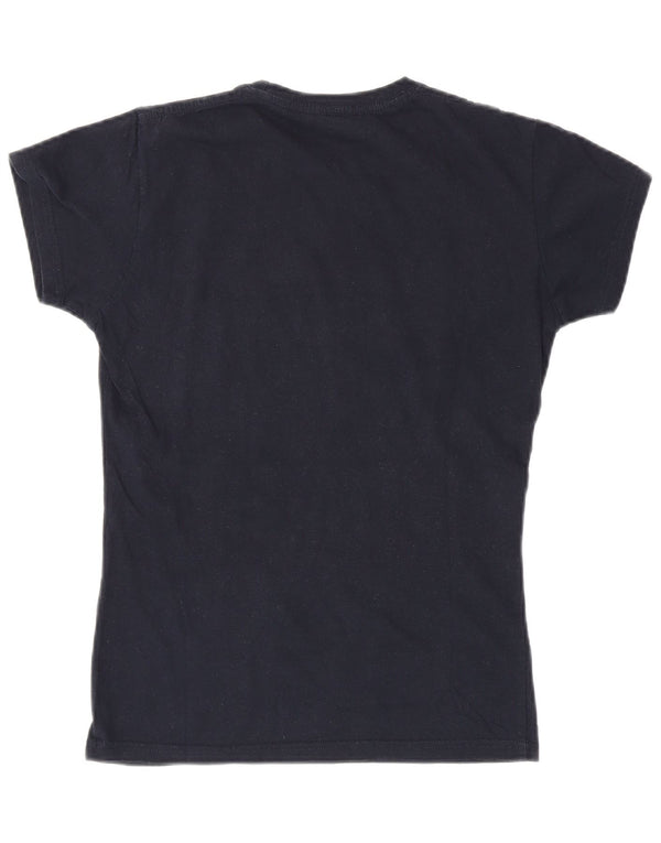 Hard Rock Cafe Womens New York Graphic T-Shirt Top UK 12 Medium Navy Blue