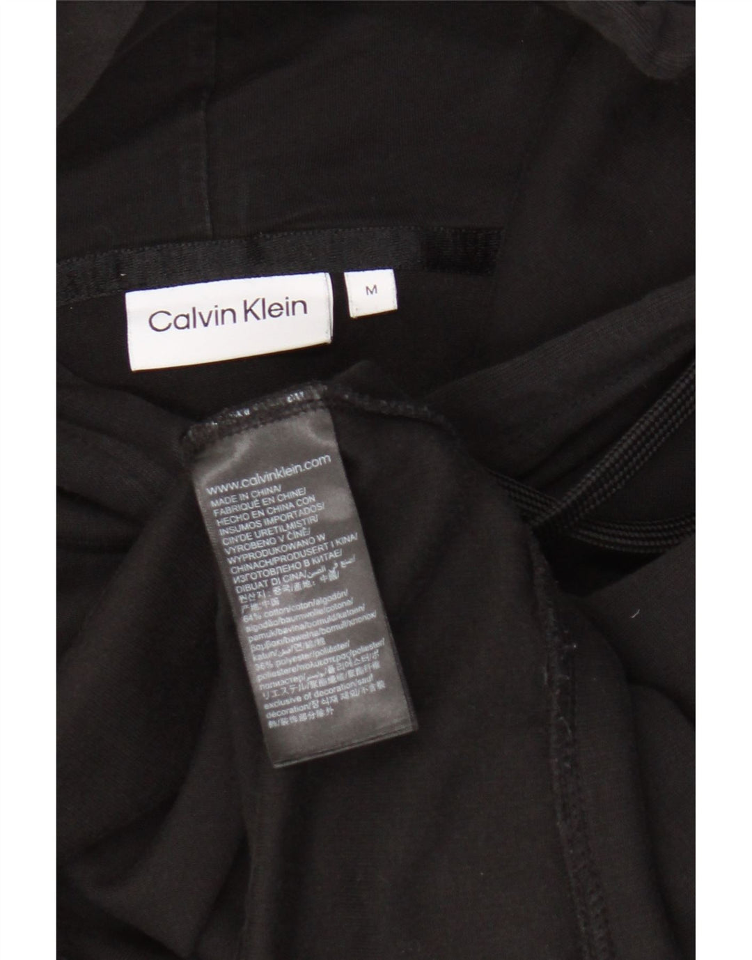 Calvin Klein Pull à capuche court surdimensionné pour femme UK 14 Coton noir moyen