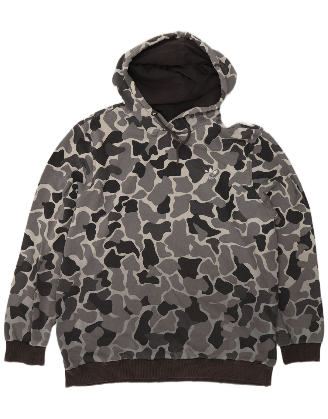 Adidas Pull à capuche pour homme Large Gris Camouflage