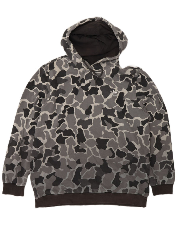 Adidas Pull à capuche pour homme Large Gris Camouflage