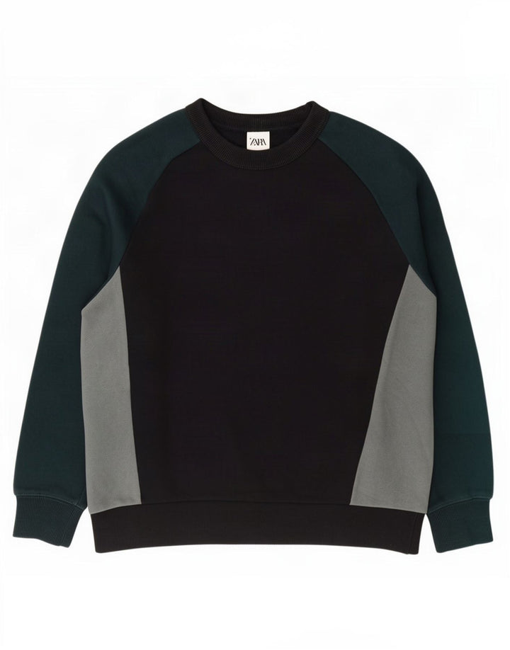 Zara Sweat-shirt pour homme Noir moyen Colourblock