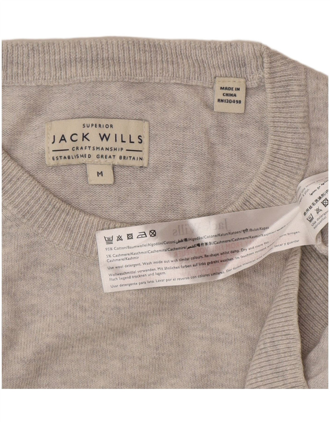 Jack Wills Pull à col rond pour homme en coton gris moyen