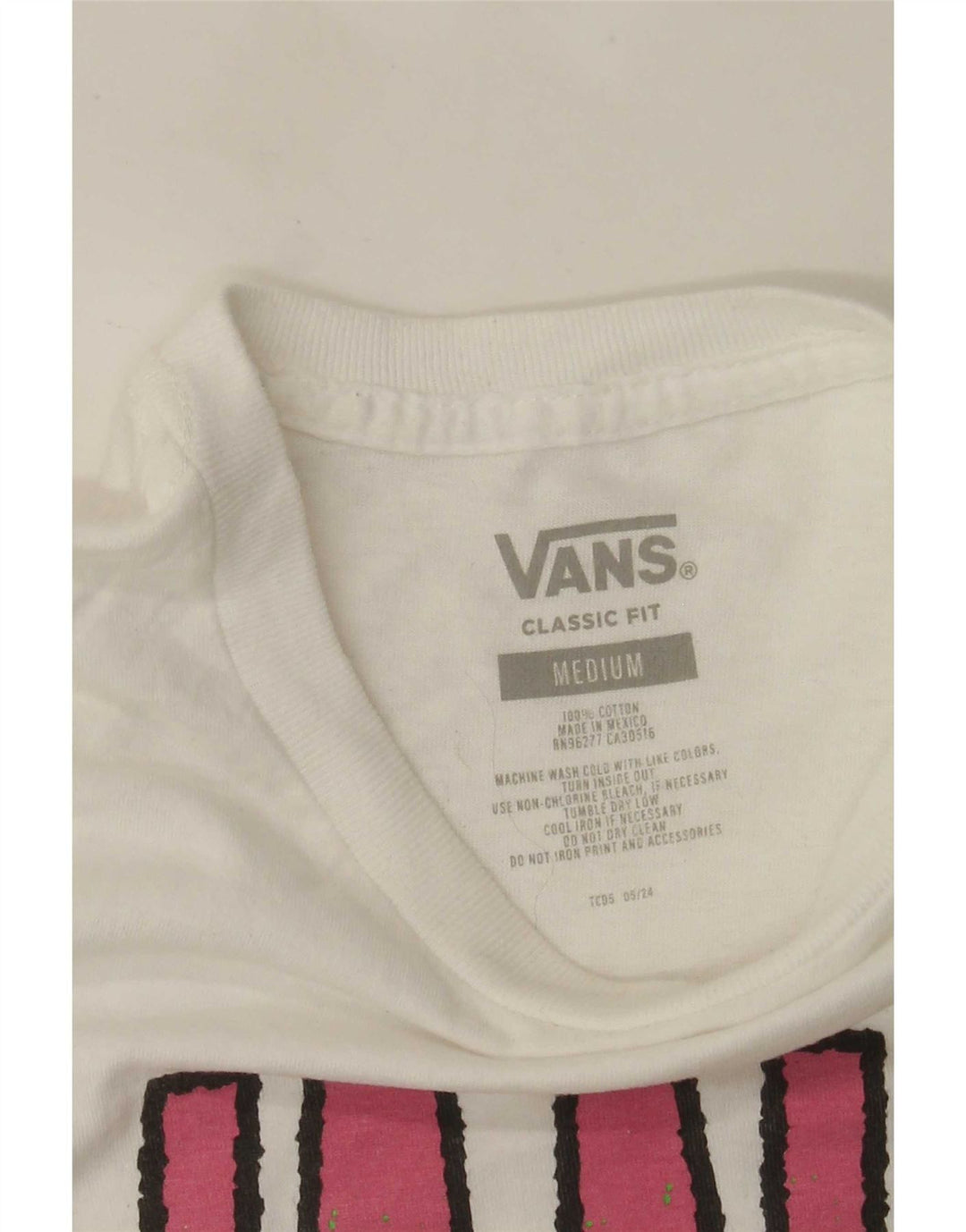 Vans Homme Coupe Classique T-Shirt Graphique Haut Blanc Moyen Coton