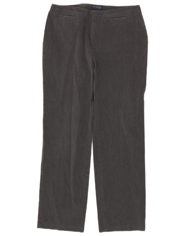 DOCKERS Pantalon droit décontracté pour femme US 10 Large W30 L30 Gris Coton