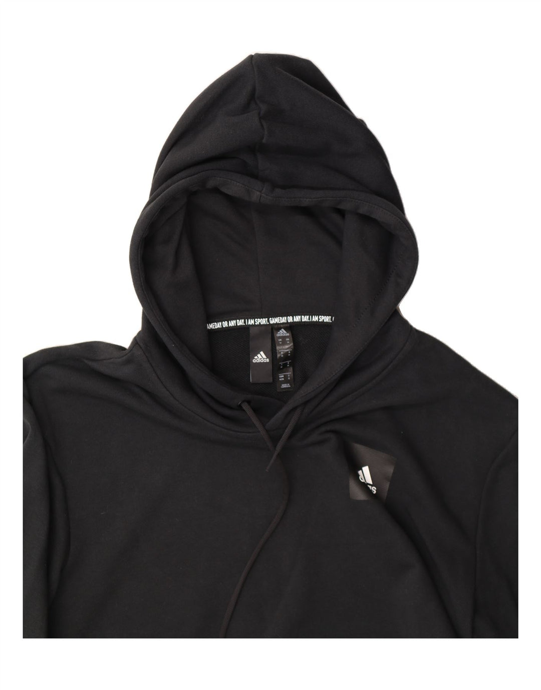 ADIDAS Mens Graphic Hoodie Jumper Medium Black Cotton Vintage Adidas and Second-Hand Adidas from Messina Hembry 