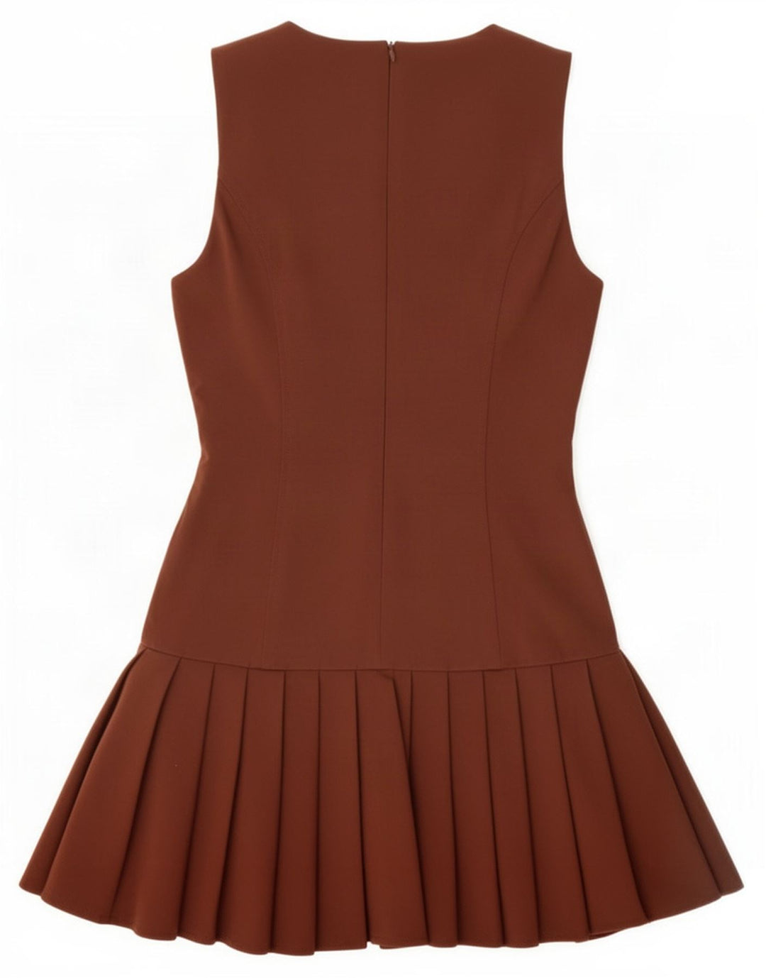 Zara Robe trapèze sans manches pour femme UK 10 Petit Marron Polyester