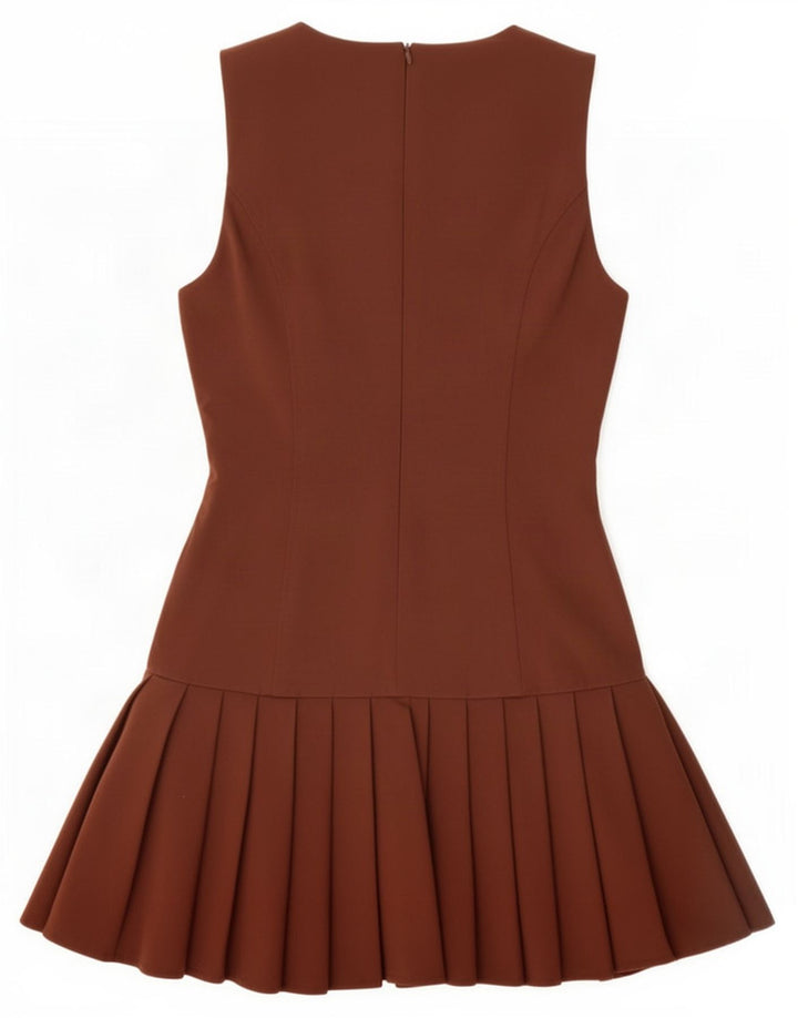 Zara Robe trapèze sans manches pour femme UK 10 Petit Marron Polyester