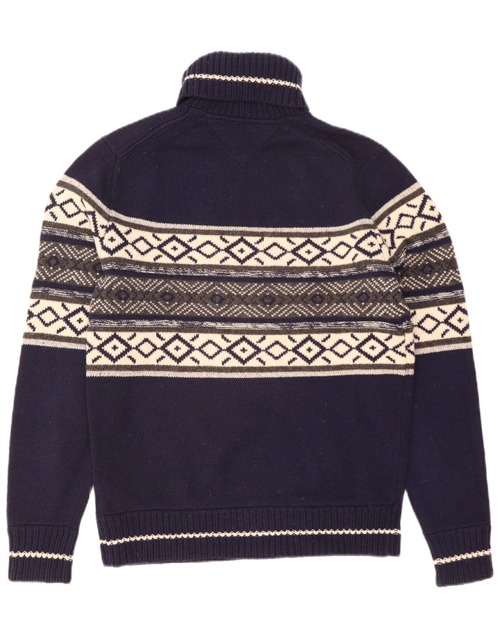 Tommy Hilfiger Pull col roulé pour homme Bleu marine moyen Fair Isle
