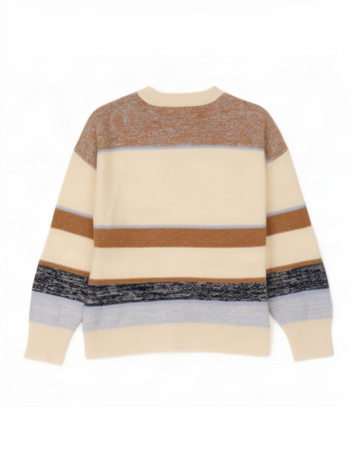 Reiss Pull à col rond pour homme en laine à rayures multicolores