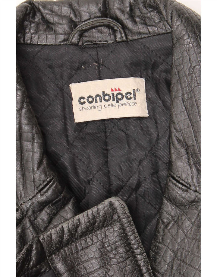 Conbipel Manteau en Cuir Femme UK 12 Moyen Noir Imprimé Animal Classique