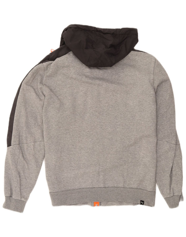 Puma Pull à capuche zippé pour homme en coton color block grand gris