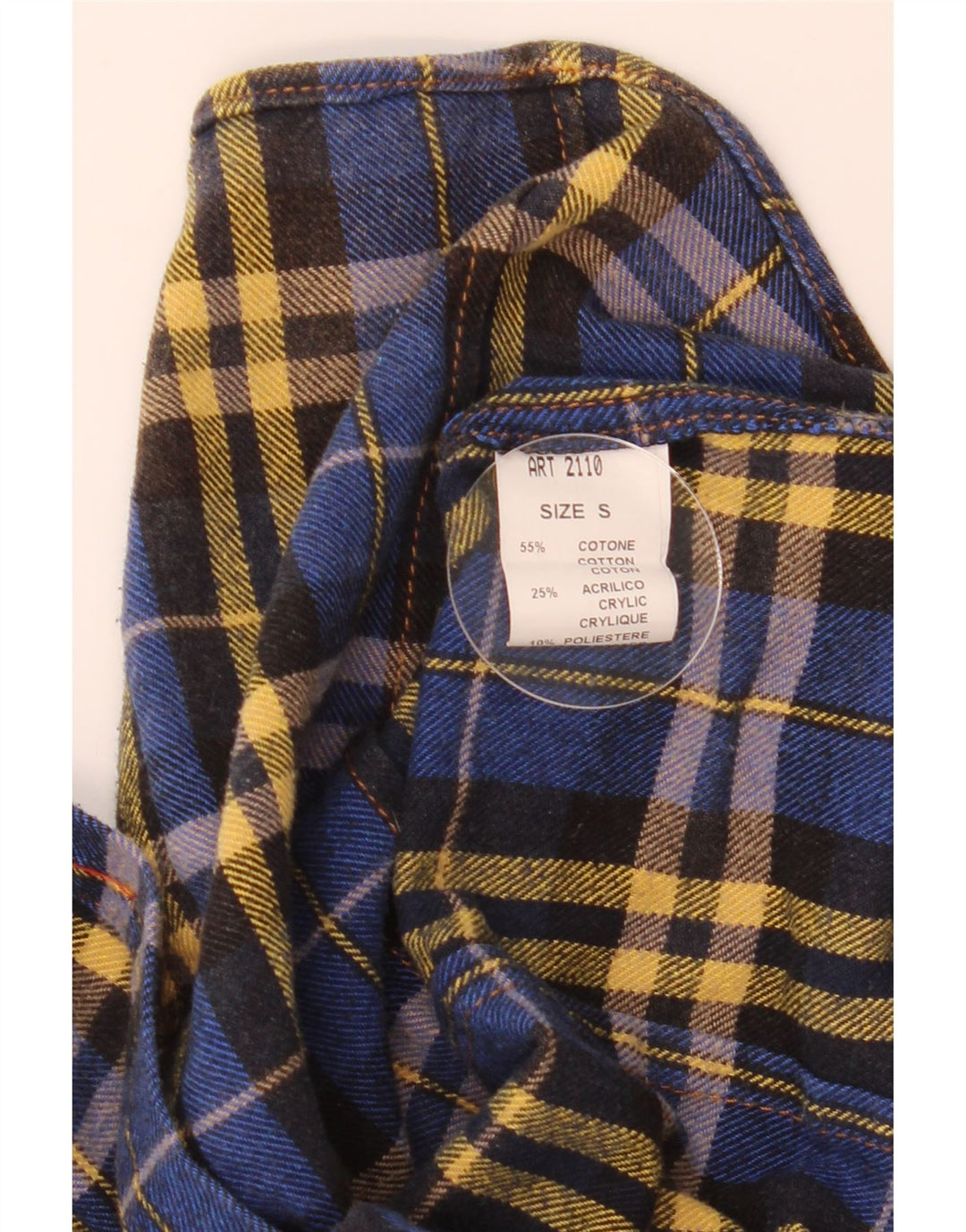 vintage Chemise en flanelle pour hommes Petit coton à carreaux bleus