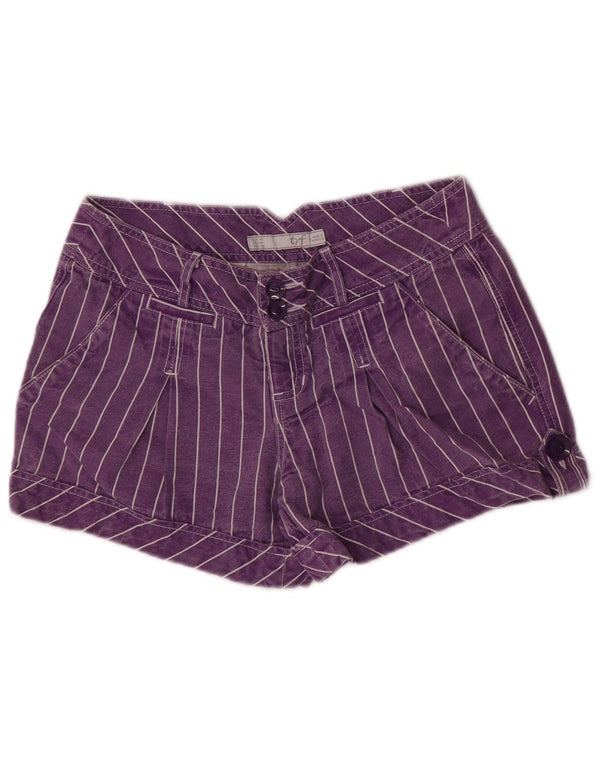 Zara Womens Trafaluc Cargo Shorts EU 36 XS W26 Violet Rayé Coton