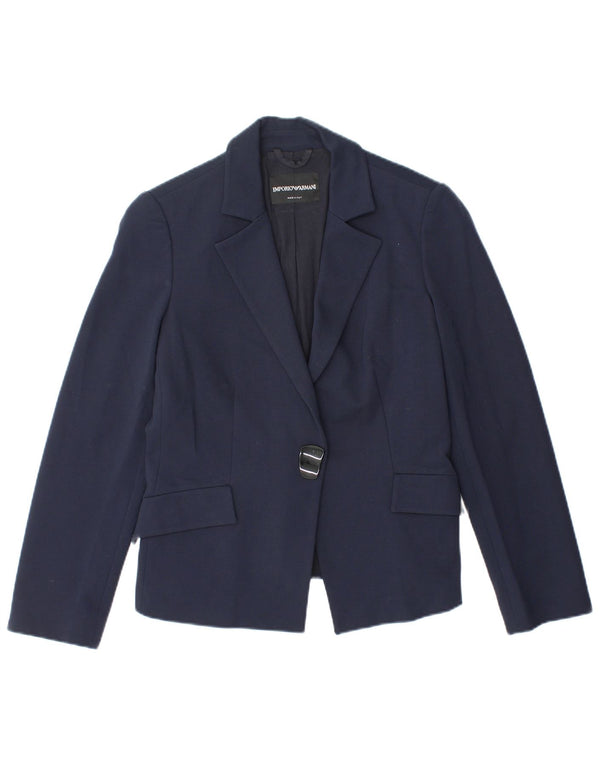 Emporio Armani Veste blazer à 1 bouton pour femme UK 10 Small Bleu marine