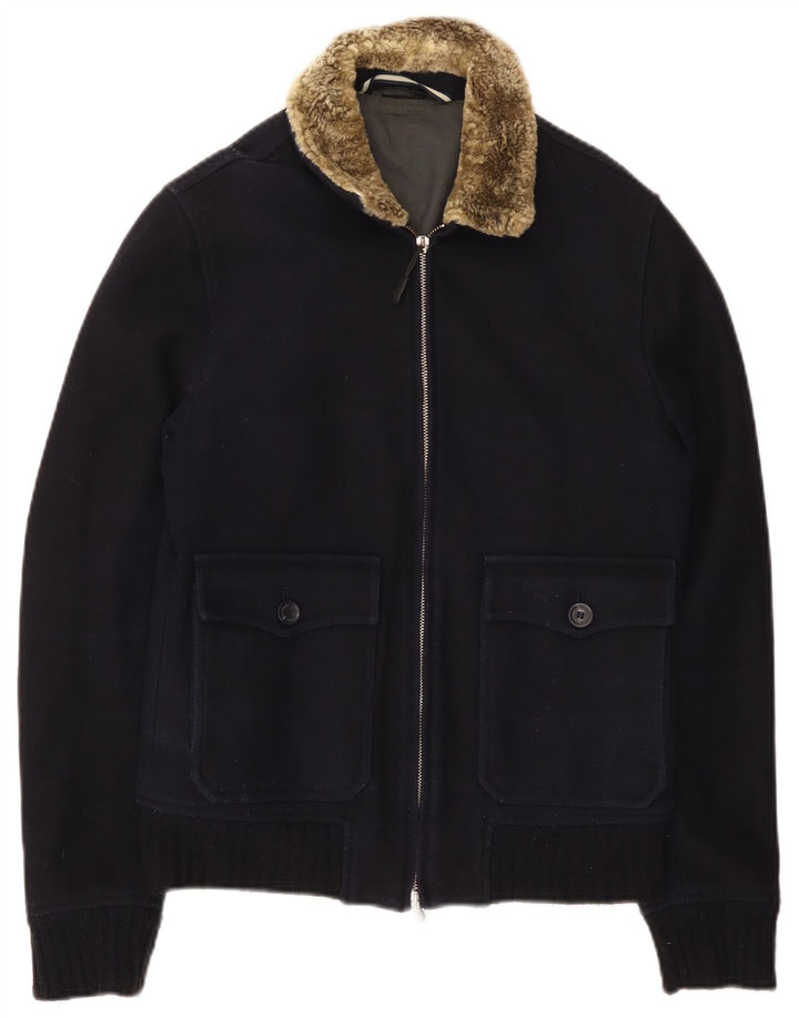 Veste Bomber Femme Vintage UK 14 Bleu Marine Moyen