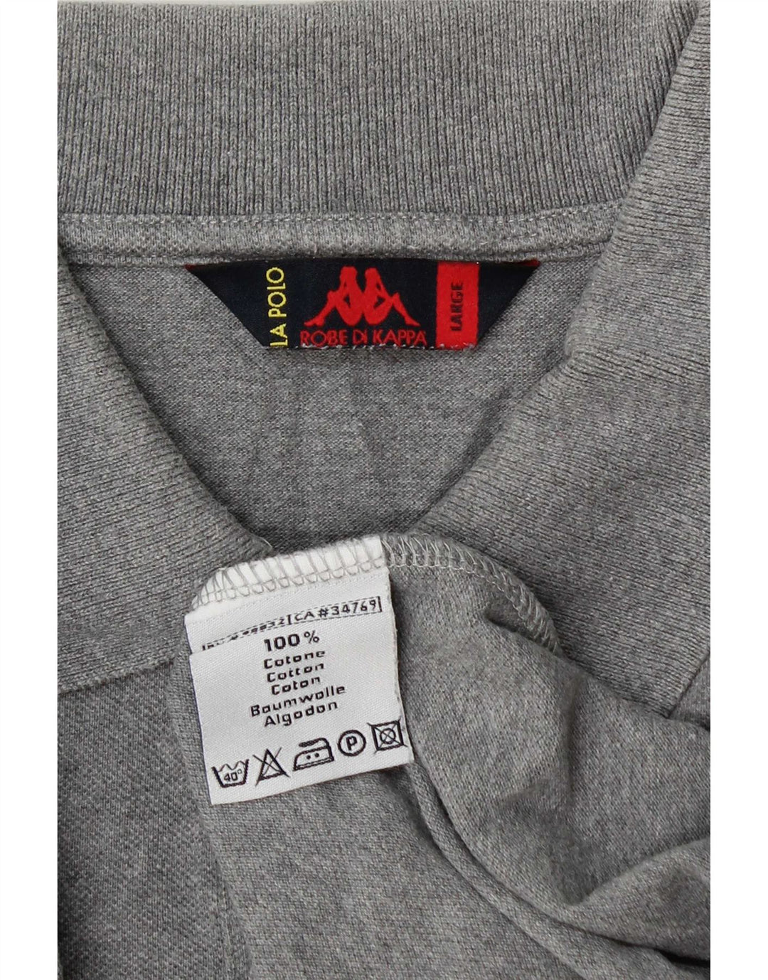 Kappa Polo à manches longues pour homme en coton gris moyen