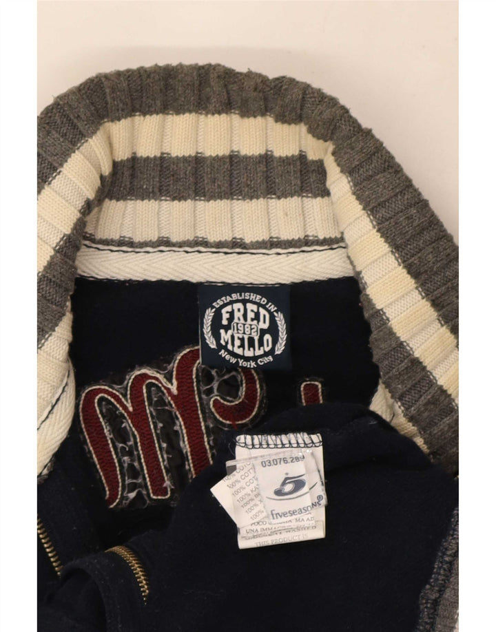 Fred Mello Pull Cardigan Graphique Homme Bleu Marine Moyen Colourblock