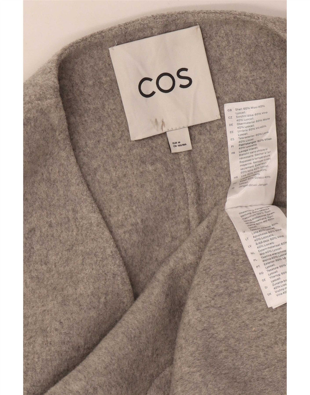 Cos Gilet Long Oversize Femme UK 44 Laine Gris Moyen