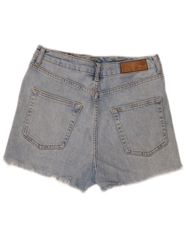 Topshop Short en jean pour femme Mom Distressed UK 10 Small W28 Bleu Coton