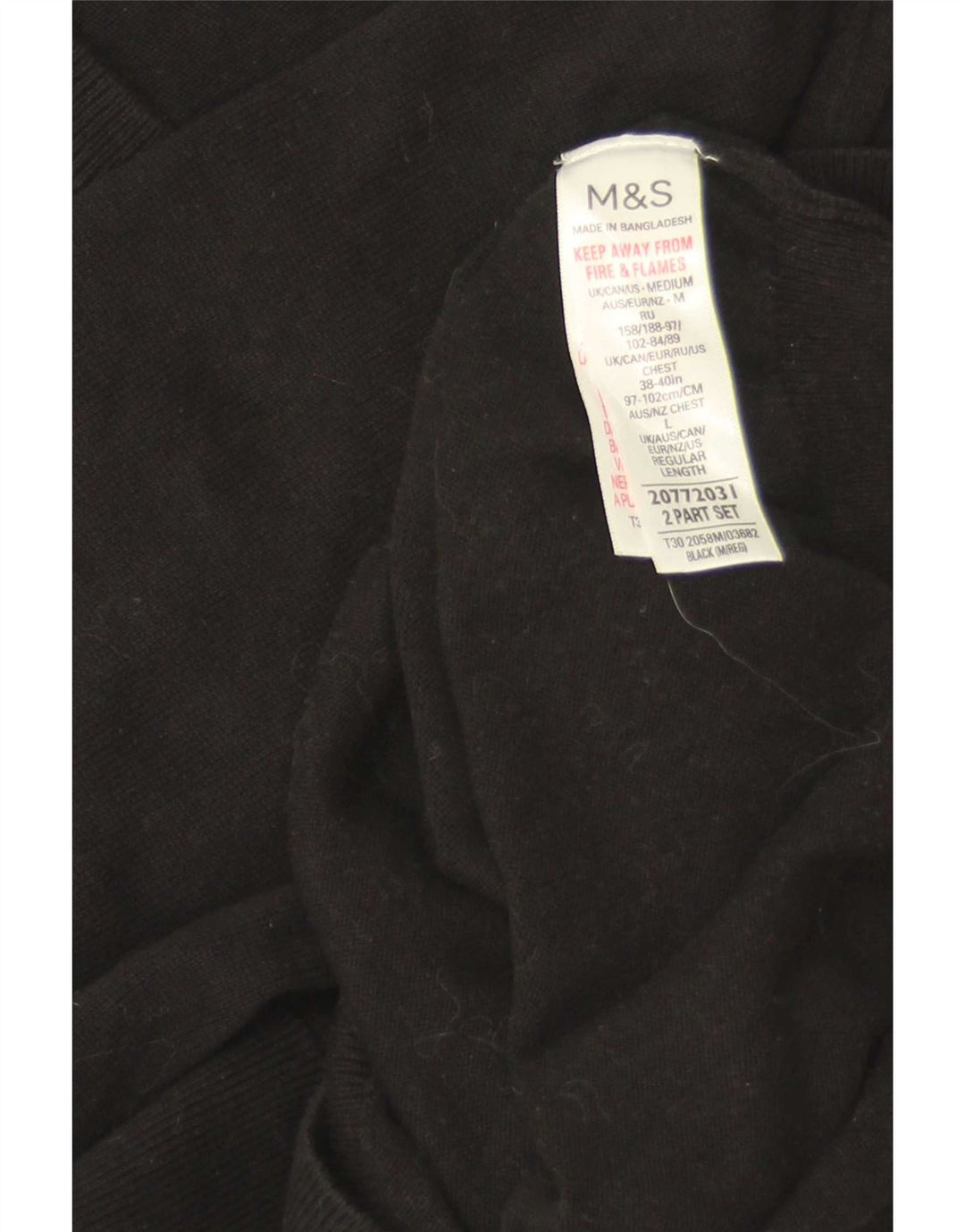 Marks & Spencer Pull col V Homme Noir Moyen Coton