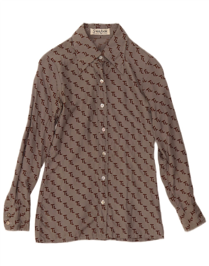 chemise graphique femme vintage UK 12 Gris moyen