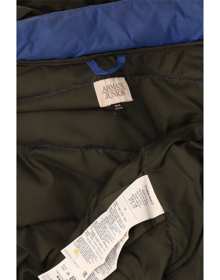 Armani Junior Veste matelassée à capuche Garçon 15-16 ans Bleu Polyamide
