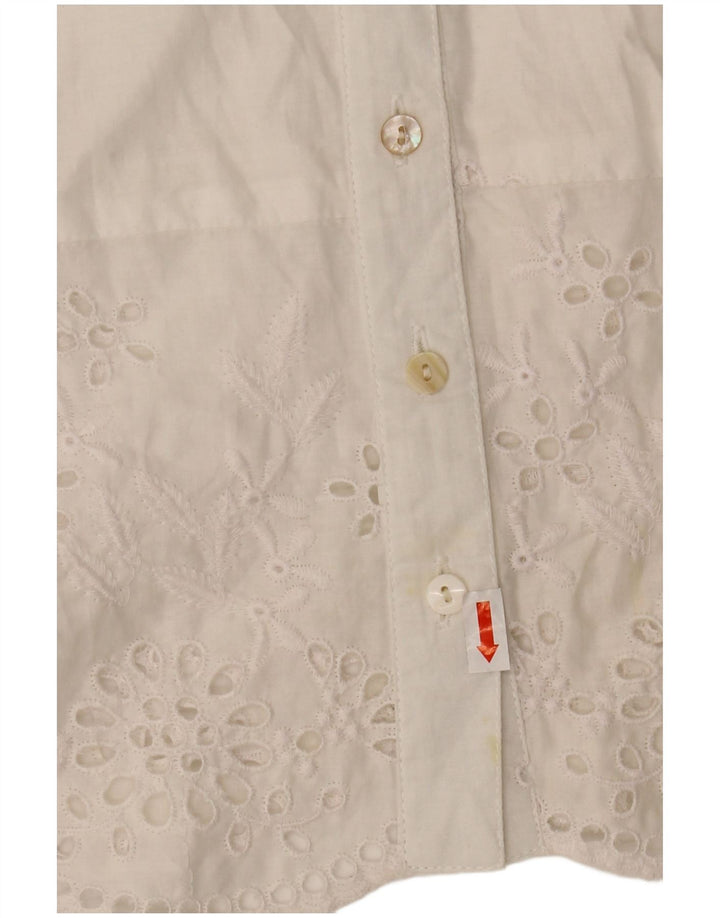 WAREHOUSE Chemisier à manches courtes pour femme UK 10 Petit Blanc Polyester