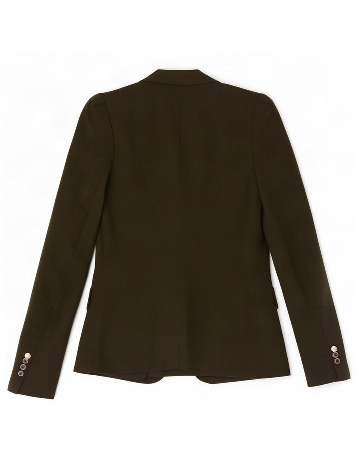 Zara Veste Blazer 1 Bouton Femme UK 6 XS Kaki Polyester
