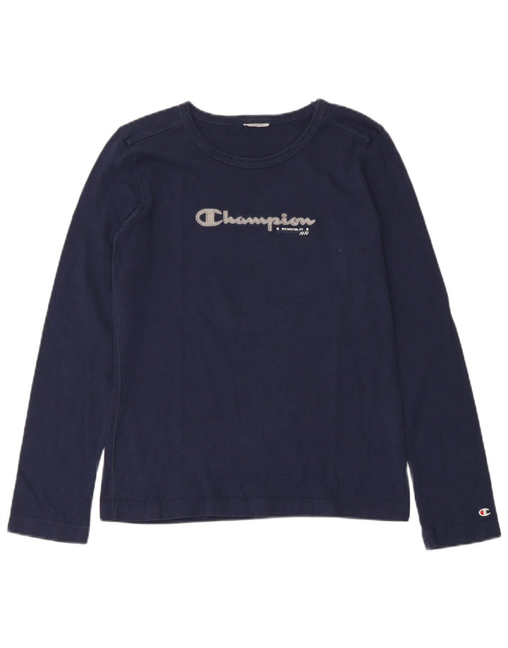 CHAMPION Top Femme Manches Longues UK 8 Small Bleu Marine Coton