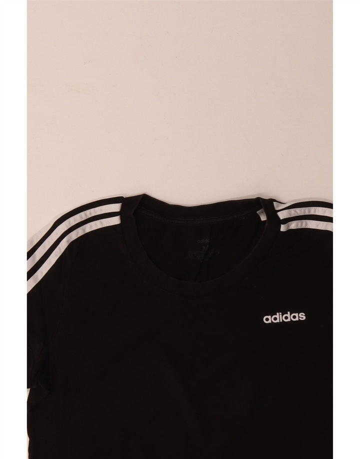 ADIDAS T-Shirt Femme Top UK 12/14 Coton Noir Moyen