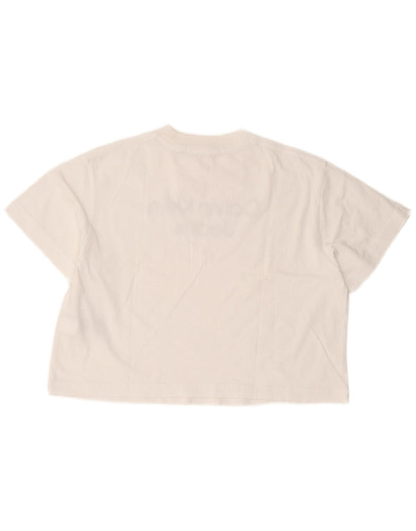 Calvin Klein Jeans T-shirt court surdimensionné pour femme UK 6 XS Blanc