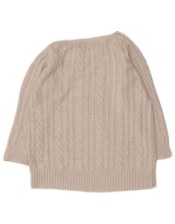 Zara Pull court à manches 3/4 et col bateau pour femme UK 14 Large Gris