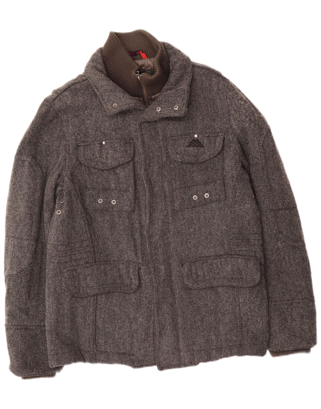 Kappa Veste utilitaire rembourrée pour homme UK 40 Large Gris Laine à chevrons Classique