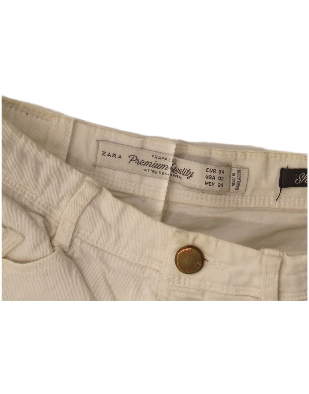 Short en jean Zara pour femme EU 34 2XS W24 Blanc