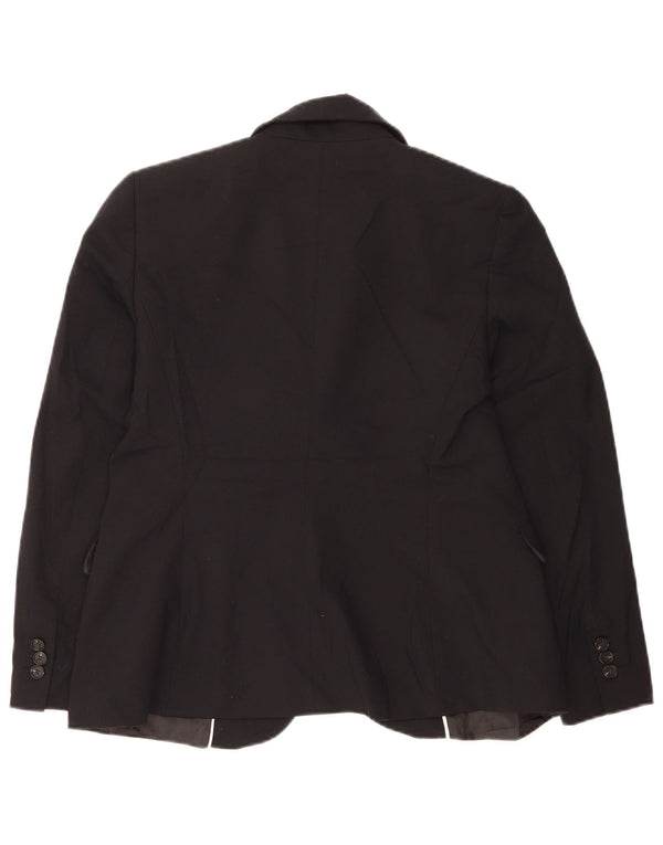 Zara Femme 1 Bouton Blazer Veste EU 40 Moyen Noir Polyester