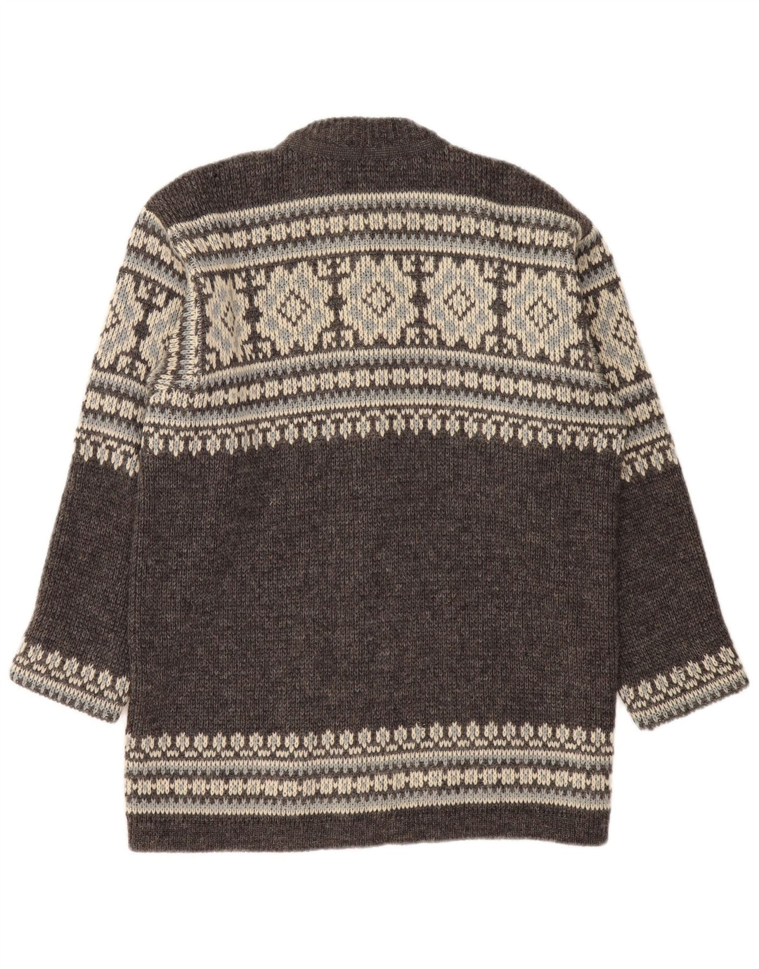 NORDSTRIKK Cardigan pour homme en laine vierge Fair Isle Gris Taille S