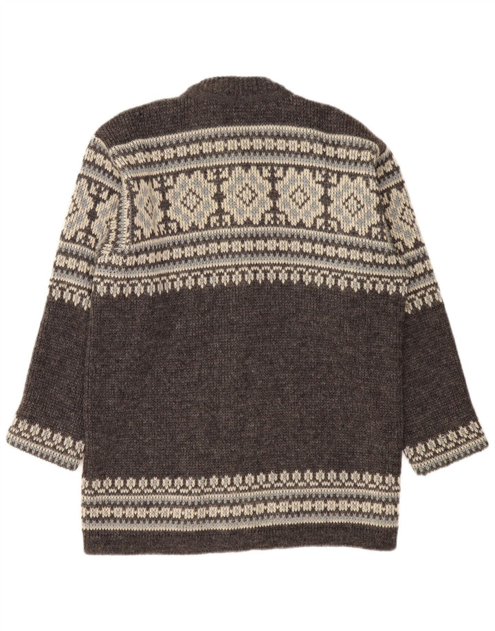 NORDSTRIKK Cardigan pour homme en laine vierge Fair Isle Gris Taille S