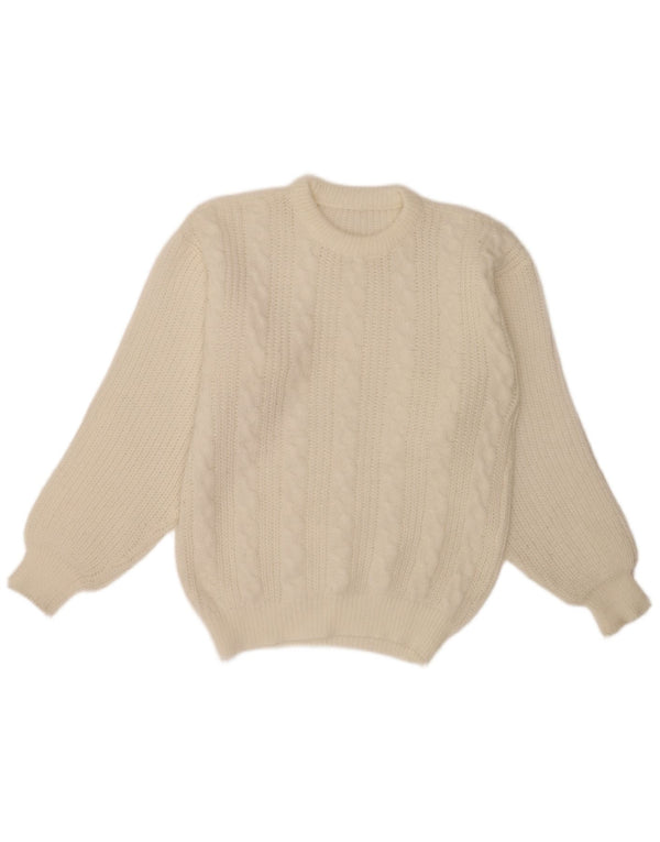 Pull à col rond Vintage pour hommes, blanc cassé moyen