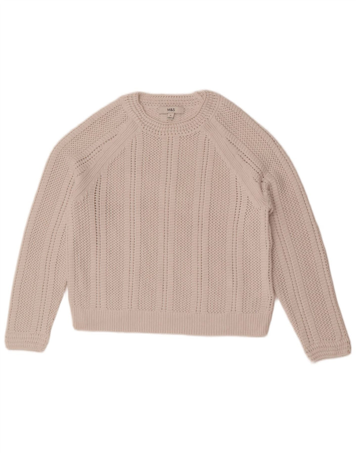 Marks & Spencer Pull court à col rond pour femme UK 14 Medium Off White