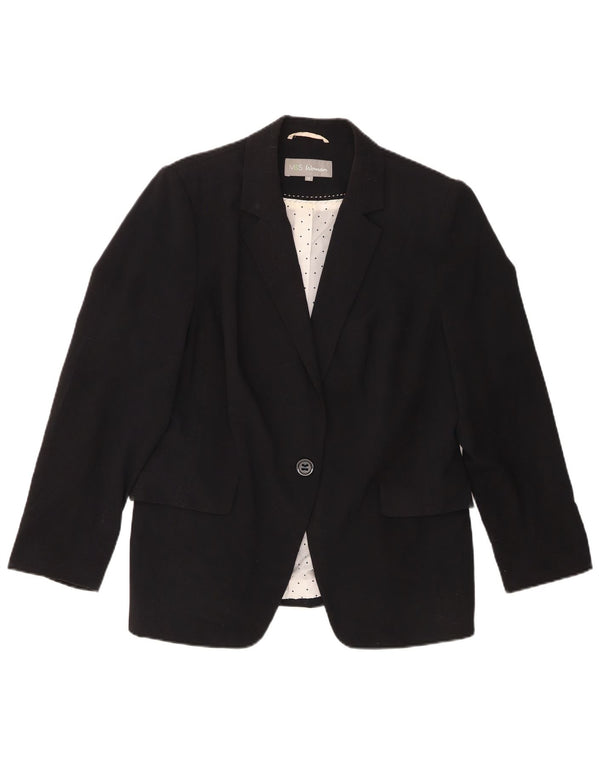 Marks & Spencer Veste blazer à 1 bouton pour femme UK 16 Large Noir Polyester